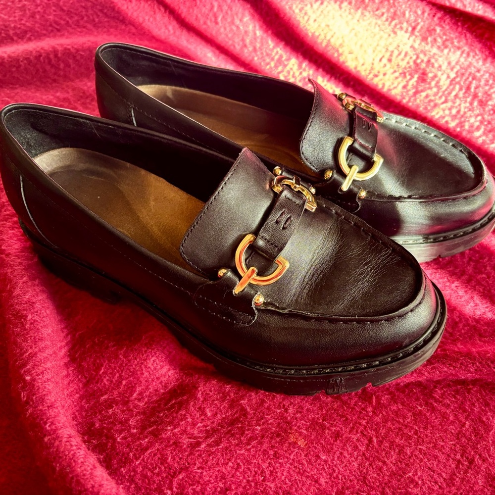 Easy Spirit 7W Lug Sole Loafers Black Professional Comfort Shoes w/ Arch Support